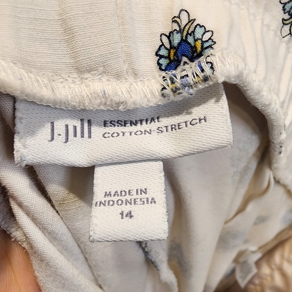 J.Jill Essential white and blue cotton stretch slim pants  size  14 - Picture 9 of 13